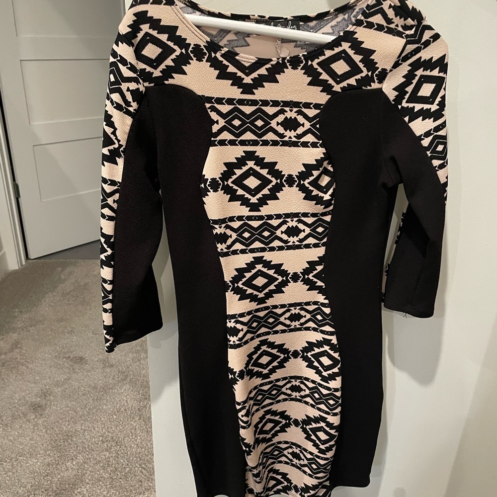 French Atmosphere black and tan southwestern style dress